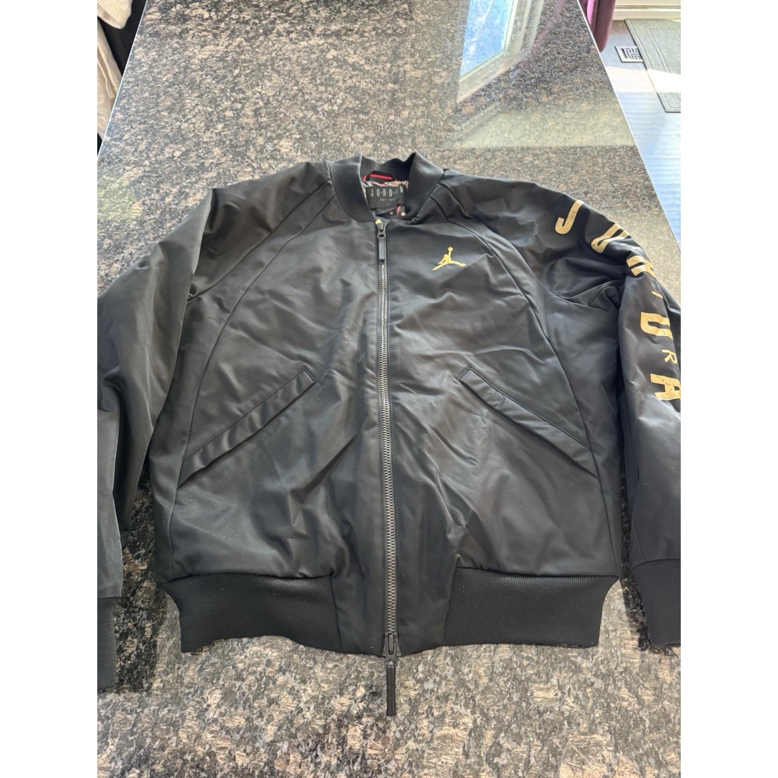 Vtg Nike Air Jordan Full Zip Large Bomber Coat Fireworks Jacket. Pre Loved L